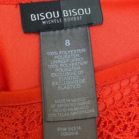 Bisou Bisou | Red/Orange/Coral Lace Mini Dress 8 - Picture 4 of 5